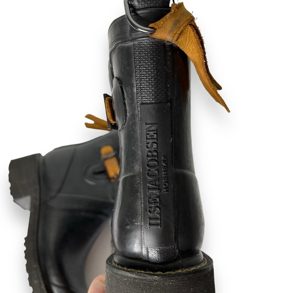 Ilse Jacobsen Black Rubber Chelsea Lug Sole Short Ankle Rain Boot 8 38 - Picture 5 of 11